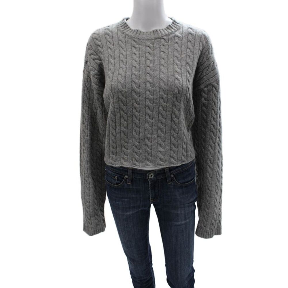 Stage Womens Gray Wool Blend Crewneck Pullover Long Sleeve Fall Size M